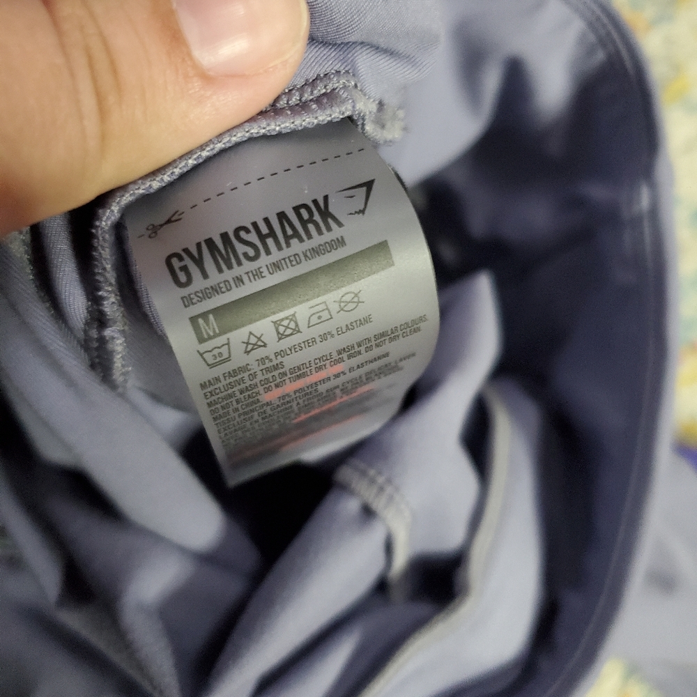 Gymshark Womens Leggings Size M Gray Purple Athletic With Pockets and Logo - Picture 4 of 6